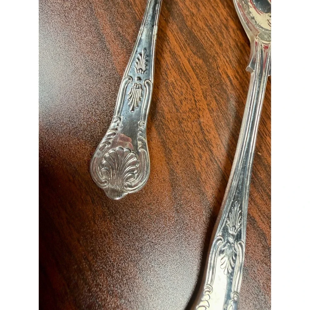 Vintage Sheffield England EP SA1 Silver Plate Salad Servers Kings Pattern Set